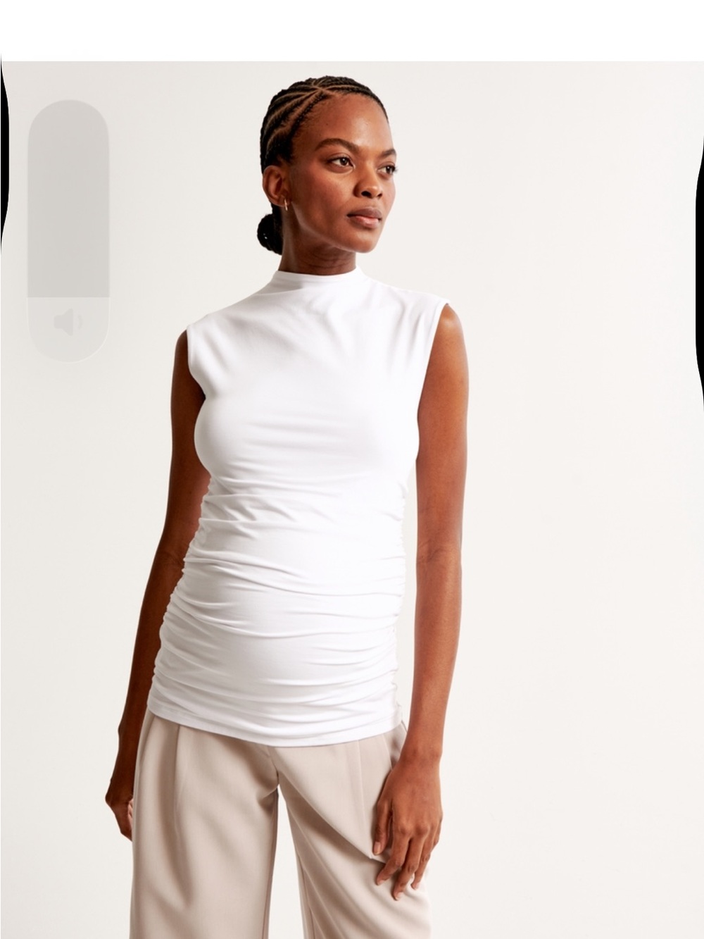 Abercrombie & Fitch Paloma Maternity Top - Sleeveless Mock Neck Ruched Tank XXS